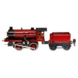 Märklin B-Dampflok R 12970, Spur 0, elektr., rot/schwarz, mit Tender und 1 el. bel. Stirnlampe, 1