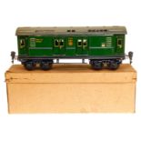 Märklin Postwagen 1755, Spur 0, CL, mit 4 AT und 4 DT, LS und gealterter Lack, L 24,5, im leicht