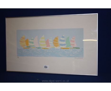 A limited edition Print by Mary Ford no. 79/150 depicting boats under sail