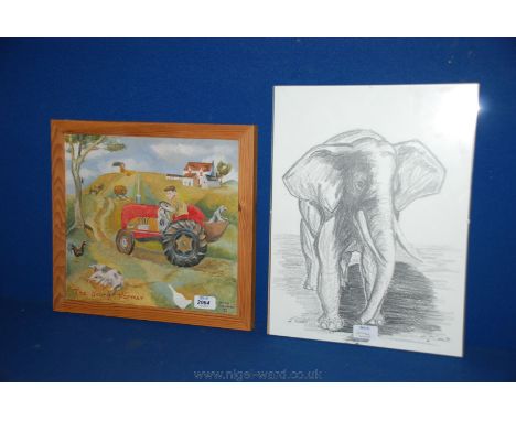 A framed Oil on board 'The Young Farmer', signed lower right Daniel Crawshaw dated '93, together with a Charcoal sketch of an