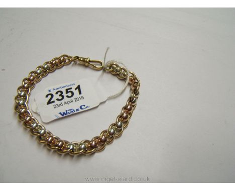 A 9ct three colour Gold hand-made roller ball Bracelet with swivel clasp, 21.4 grams