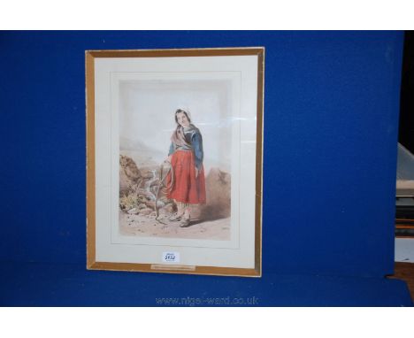 A hand coloured Print, The French Fisherman's daughter.