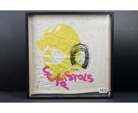 Memorabilia - Vivienne Westwood / Jamie Reid original 1977 Silk printed Sex Pistols handkerchief. Framed and in good conditio