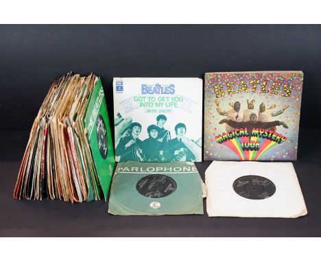 Vinyl - 53 Rock and Pop 7” singles to include: The Beatles x 10 (including Magical Mystery Tour double mono EP with blue cent