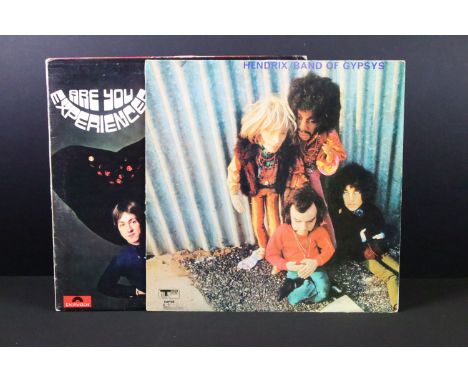 Vinyl - 2 albums by Jimi Hendrix to include: Band Of Gypsys (UK 1970 with withdrawn puppets sleeve, Tracks - 2406 002) VG / V