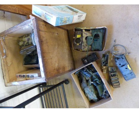 Large collection of Toy Tanks and Three Boxed sets of toys - Air Fix 1914 Dennis Fire Engine (boxed), Airfix Model constructi