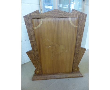 Art Deco wooden firescreen inlaid with 'Pegasus Motif' 
