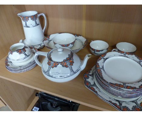 Collection of Crown Ducal Ware 'Orange Tree Pattern' China - Lot compromises of Teapot and teapot stand, Large Milk Jug, Squa