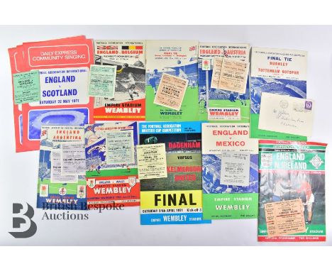 A collection of Cup Final and International programmes and tickets from a former match steward from 1948 to 1980, including E