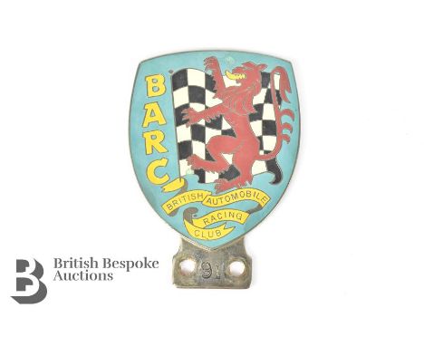 British Automobile Racing Club (BARC) plated and enamelled full members classic racing club car badge, circa 1950's/1960's pe