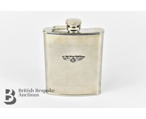 Bentley stainless steel 6oz drinks hip flask, good quality example, appears to be unused, measuring 13.5cms.

---