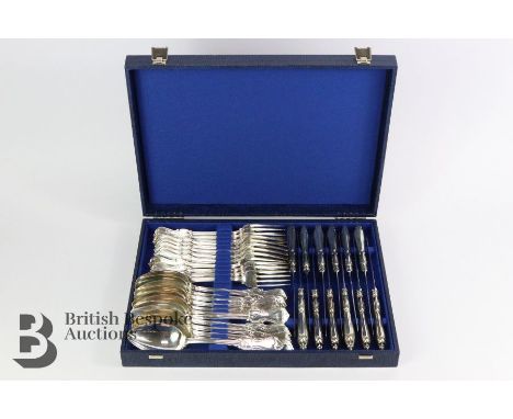 GAB Swedish silver flatware service, dated 1974, pattern Olga, 830 silver standard, comprising twelve forks approx 450 gms, t