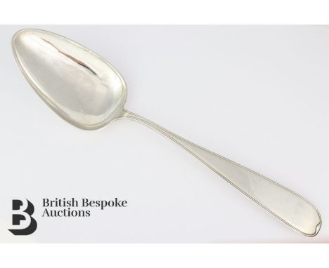 Norwegian sizeable silver basting spoon, mm P. Evensen Gjovig, approx 37 cms in length. The bowl measures approx 8.5 x 14 cms
