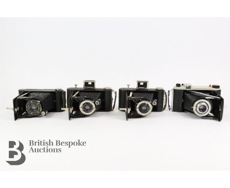 Vintage Kodak cameras, including Kodak Dakon II shutter Junior II with Anaston 105 mm f/6.3 lens, mount 320, Kodak Junior Six