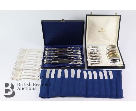 GAB Swedish silver flatware, 830 silver standard, including twelve dessert spoons (boxed) 600 gms, six GAB fruit knives and s