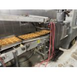 Pan Transfer Conveyor, 4.5"W x 2 conv., 575 V, extends from 90 Degree oen discharge to depanner [