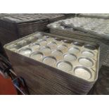 (200) bun pans, approx.. 18 in. x 26 in. overall, (24) individual pockets, approx. 4 in. dia. ea.