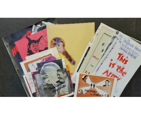 THEATRE, publicity leaflets, inc. Passport To Pimlico, Hamlet, Dance Fools Dance, Suspicion, The Blue Lamp, This Is The Army,