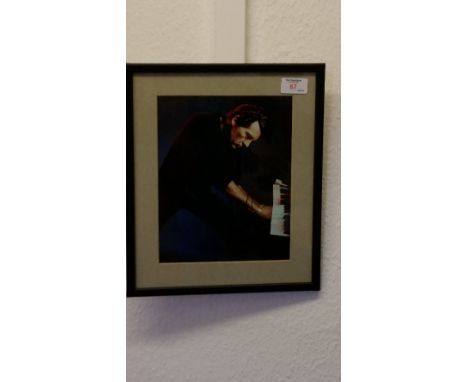 POP MUSIC, signed 8 x 10 colour photo of Jerry Lee Lewis, standing playing piano, overmounted, framed and glazed, EX