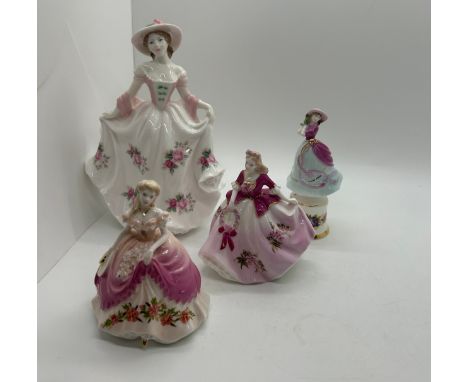 Selection 3 small Coalport lady figurines all with COA to include May, Serenade, Flora, Royal Worcester sweet rose lady figur