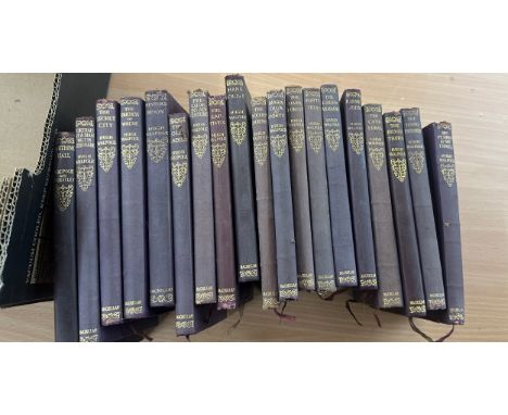 Selection of vintage leather pig skin books by Hugh Walpole 