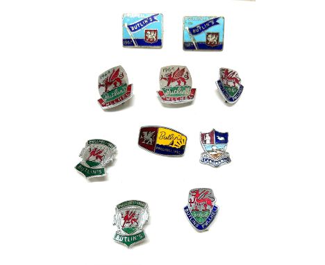 10 x vintage Welsh enamel Butlins badges from 1960 onwards