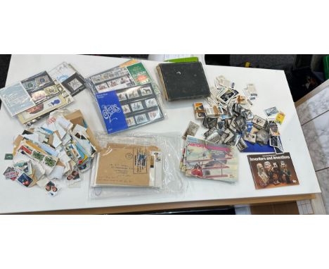 Selection of used and new stamps, first day covers together with vintage cigarette cards 