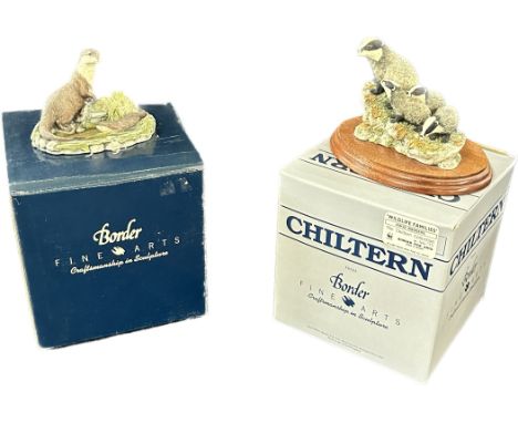 Boxed Border fine arts otter and pup, Chiltern Border fine arts Evening shadows badger family 