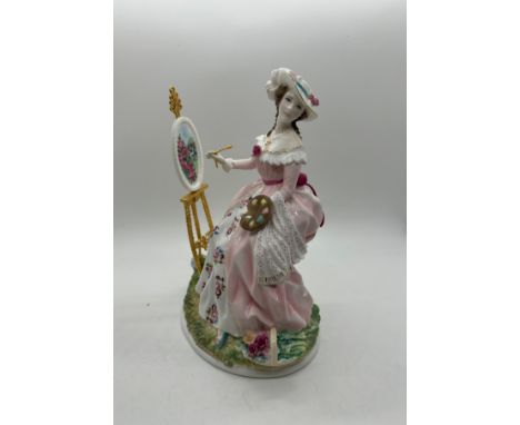 Royal Worcester lady figure the graceful arts figure painting, no wooden plinth, comes with COA- A/F 