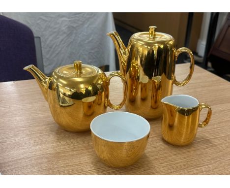 Royal Worcester gold tea pot, coffee pot, milk jug and sugar bowl 