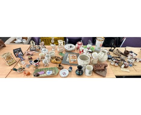 Large selection of miscellaneous includes Jugs, vases, clock etc 