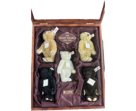 Rare Retired Limited Edition Steiff Five Baby Bears Box Set 1989 - 1993
