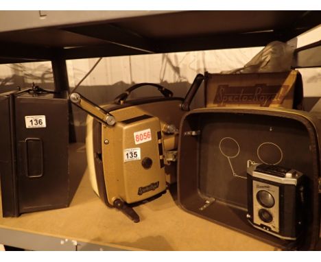 Specto Royal 8mm cine projector with cine films and Brownie T L Rellex 