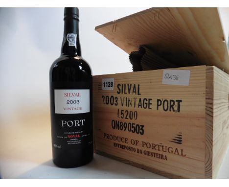 A case of 6 bottles of Silval 2003 vintage port from Quinta Do Noval bottled in 2005 with own wooden box 75cl 19.5% each