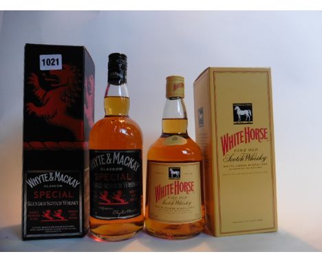 2 bottles, 1x White Horse fine old Scotch Whisky with box 43% 75cl & 1x Whyte & Mackay Glasgow Special blended Scotch Whisky 