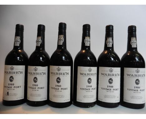 6 bottles of Warre's 1980 vintage port bottled in 1982 75cl 20% (ullages 5 top shoulder/in neck, 1x low shoulder)