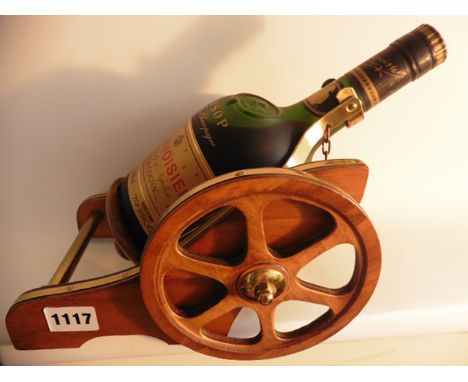 Large antique wine or champagne bottle holder wood canon advertising  Courvoisier