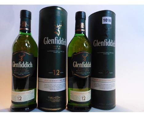 2 bottles of Glenfiddich 12 yr old Signature single highland malt Scotch Whisky in cartons 40% 70cl each