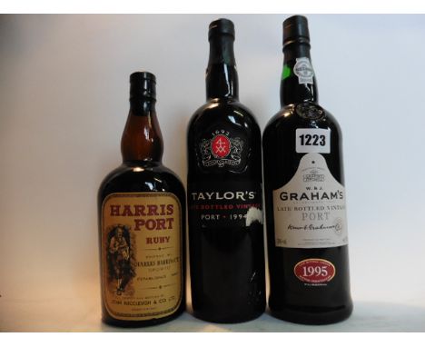 3 various bottles of port, 1x Taylor's Late bottled vintage 1994, 1x Graham's late bottled 1995 & 1x Quarles Harris Ruby Port