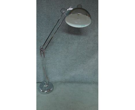 A vintage style chrome floor standing angle poise standard lamp. H.175cm 