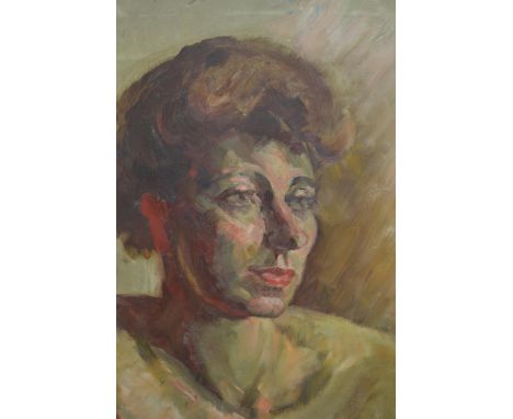 Double sided oil on board, head and shoulder portrait of a lady and female figure study verso, label fragment ' Douglas Stann