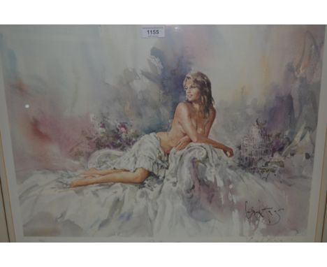 Gordon King, artist signed Limited Edition coloured print, ' Pandora ', 17.5ins x 21.5ins, gilt framed 