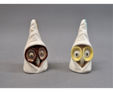 Early Royal Worcester candle snuffer in the form of an owl, 3ins high, printed mark in green together with a modern version o