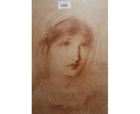 After Simeon Solomon, early 20th Century sepia print, head study of a young lady, 16.5ins x 12.5insThe dimensions specified a