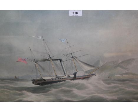 19th Century handcoloured engraving by Duncan after Huggins, ' To the Peninsula Steam Navigation Company ', 13.25ins x 22ins 