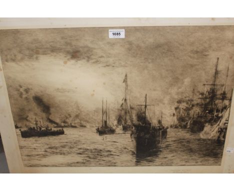 Late 19th / early 20th Century W.L Wyllie engraving, titled ' Victoria Victrix ', 16.5ins x 23.5ins (mounted and foxing stain