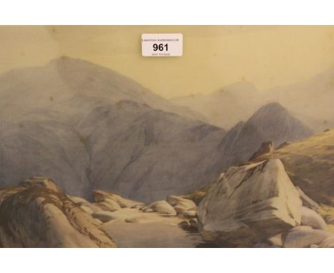 William Heaton Cooper, signed coloured print ' Langdale Beck ', pair of 19th Century coloured engravings, Lake District scene