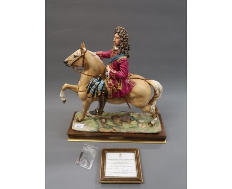 Large Royal Worcester porcelain figure ' Marlborough on horseback ', modelled by Bernard Winskill, No.83 f 350 copies, with c