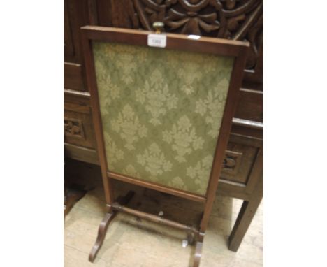 19th Century mahogany firescreen with rising linen panel 