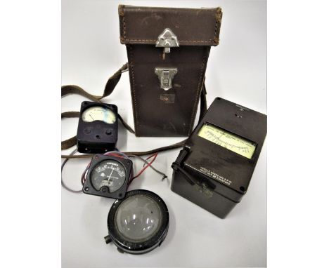 Air Ministry issue MK1A cockpit lamp, together with a 1941 engineers notebook, two Air Ministry amperes meters and a military
